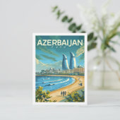 バクアズルバイジャンヴィンテージ有名なトラベルプレイス ポストカード (スタンド正面)