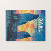 バクアゼルバイジャントラベルアートヴィンテージ ジグソーパズル (横)