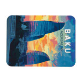 バクアゼルバイジャントラベルアートヴィンテージ マグネット (横)