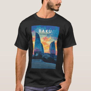 バクアゼルバイジャントラベルアートヴィンテージ Tシャツ