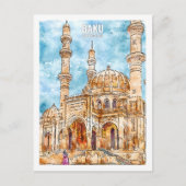 バクアゼルバイジャントラベルプレイスウォーターカラー ポストカード (正面)