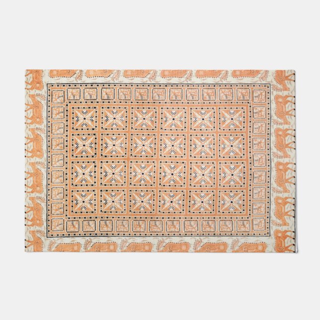 バクシャイシアゼルバイジャン北西ペルシャ絨毯 ドアマット (正面)