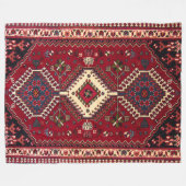 バクシャイシアゼルバイジャン北西ペルシャ絨毯 フリースブランケット (正面(横))