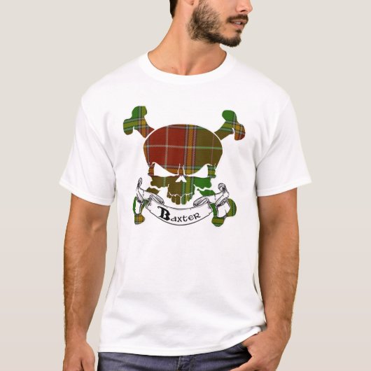 バクスタータータンチェックスカルシャツ Tシャツ (正面)