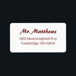 バクラシックルエレガントグンディ結婚の差出人住所ラ ラベル<br><div class="desc">ブルグンフォーマルディとホワイトの結婚差出人住所ラベルデザインは美しいタイポグラフィを備え、クラシックブロックのレタリングと繁栄した書の台本を組み合わせ伝統的。</div>