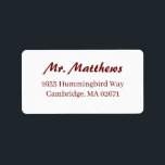 バクラシックルエレガントグンディ結婚の差出人住所ラ ラベル<br><div class="desc">ブルグンフォーマルディとホワイトの結婚差出人住所ラベルデザインは美しいタイポグラフィを備え、クラシックブロックのレタリングと繁栄した書の台本を組み合わせ伝統的。</div>