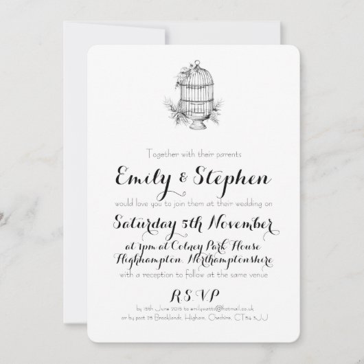 バクラシックードケージパーソナライズされた結婚式招待状 招待状 (正面)