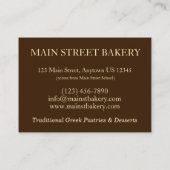 バクラバデザートペストリーギリシャ料理ベーカリーダイナー 名刺 (裏面)