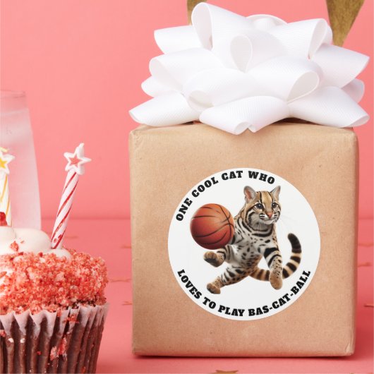 バクールスボールが遊好きの猫 ラウンドシール (パーティー)