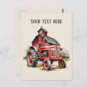 バクールンとトラクターの追加文字農家 ポストカード (正面/裏面)