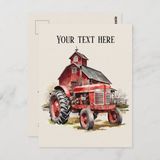 バクールンとトラクターの追加文字農家 ポストカード (正面/裏面)