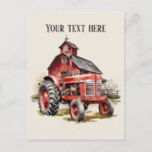 バクールンとトラクターの追加文字農家 ポストカード (正面)