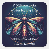 バグお尻ライトアップホタル稲妻バグおもしろい スクエアシール (正面)