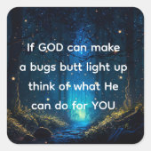 バグお尻ライトアップホタル稲妻バグおもしろい スクエアシール (正面)