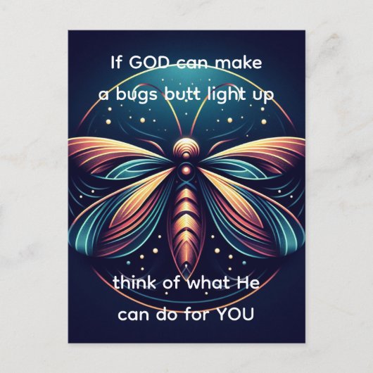 バグお尻ライトアップホタル稲妻バグおもしろい ポストカード (正面)