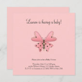 バグとしてかわいい·ピンクとブラウンの蝶 招待状 (正面/裏面)
