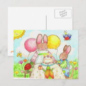 バグとバニーの誕生日パーティー インビテーションポストカード (正面/裏面)