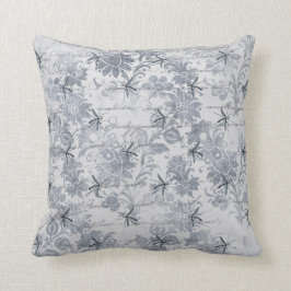 バグとブルーグレーのフローラ クッション