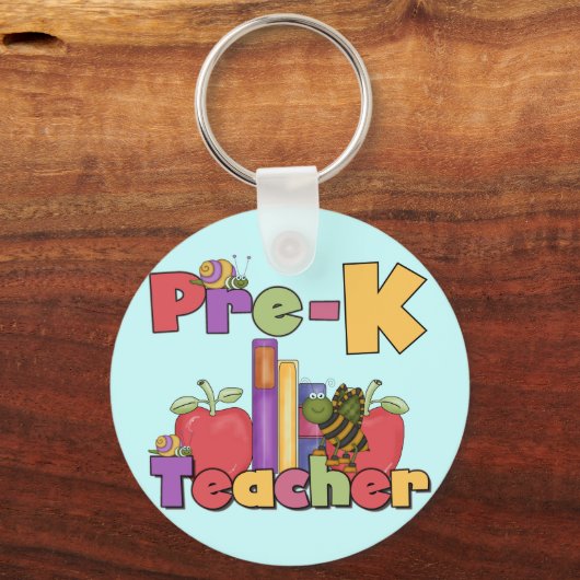 バグとリンゴPre-K先生Tシャツとギフト キーホルダー (正面)