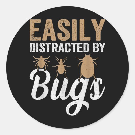 バグに気を取られおもしろいる – 昆虫愛好家 ラウンドシール (正面)