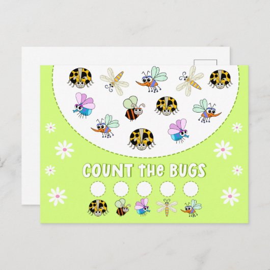 バグのカウント子供の数学学の活動 ポストカード (正面/裏面)