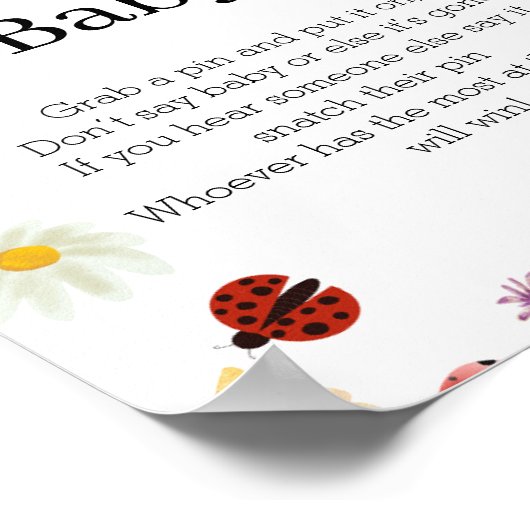 バグはベビー赤ちゃんシャワーゲームのサインを言わない ポスター (角)