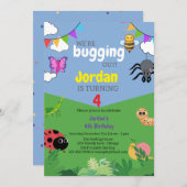 バグをテーマにした子供の誕生日招待状不気味なクローリー 招待状 (正面/裏面)
