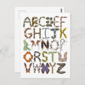 バグアルファベットキッズ昆虫テーマABC ポストカード (正面/裏面)