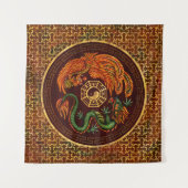 バグア付きのフェニックス·アンド·ドラゴン1 タペストリー (正面(横))