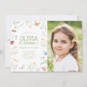 バグガール誕生日写真招待状昆虫パーティー 招待状 (正面)