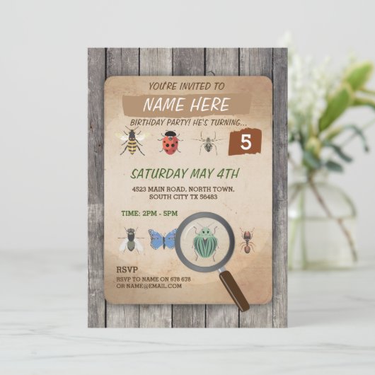 バグキャッチャー捕捉剤狩り子供の誕生日パーティー 招待状 (スタンド正面)