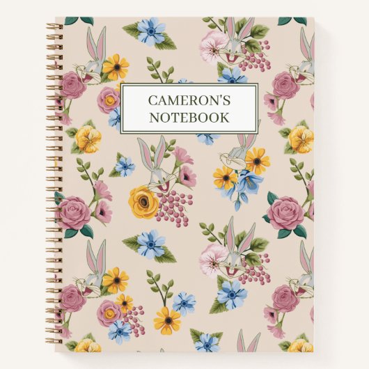 バグス・バニー™ フラワー刺繍パターン ノートブック (正面)