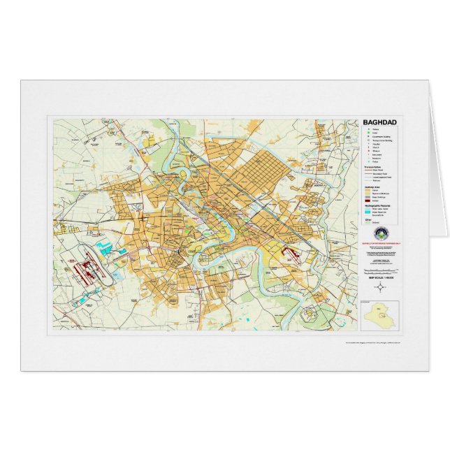 バグダッド都市イラクの地図- 2003年 (正面横)