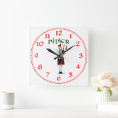 バグパイパー-レッドキルト スクエア壁時計 (ホーム)