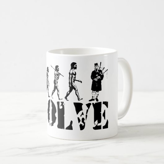 バグパイプのパイパーの風笛吹奏者の音楽的な進化の芸術 コーヒーマグカップ (正面右)