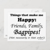 バグパイプは私を幸せにする ポストカード (正面/裏面)