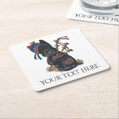 バグパイプを演奏しているかわいいスコッチテリアは個人化なります スクエアペーパーコースター (アングル)