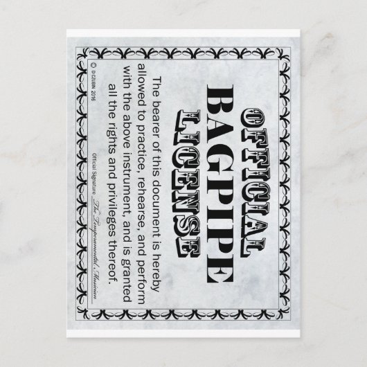 バグパイプライセンス ポストカード (正面)