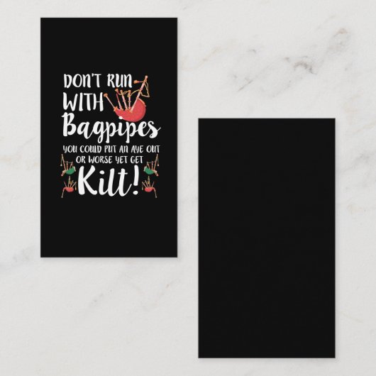バグパイプ引用文キルトミュージックスコットランドバグパイピングユーモア 名刺 (正面/裏面)