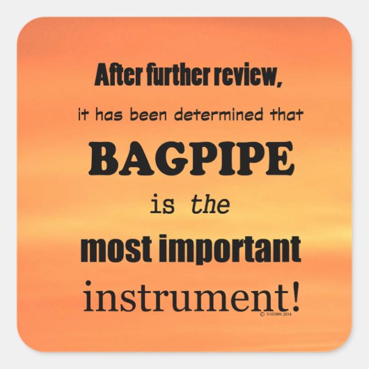 バグパイプ最も重要な楽器スクエアステッカー スクエアシール (正面)