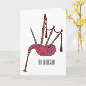 バグパイプ漫画イラストレーション カード (黄色い花)