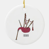 バグパイプ漫画イラストレーション セラミックオーナメント (裏面)