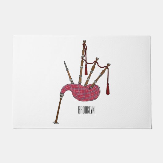 バグパイプ漫画イラストレーション ドアマット (正面)