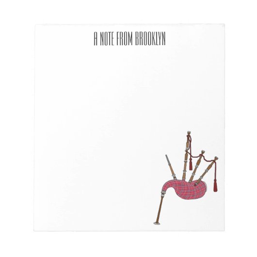 バグパイプ漫画イラストレーション ノートパッド (正面)