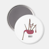 バグパイプ漫画イラストレーション マグネット (正面/裏面)