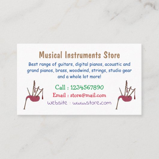 バグパイプ漫画イラストレーション 名刺 (正面)