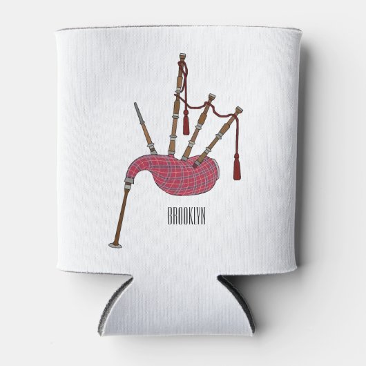 バグパイプ漫画イラストレーション 缶クーラー (正面)