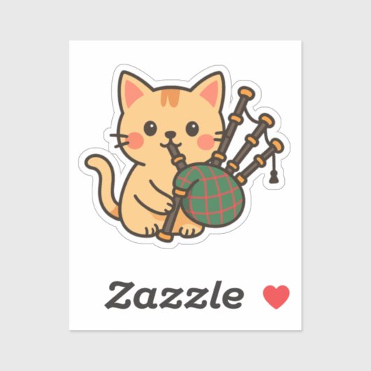 バグパイプ猫の楽しいデザイン シール (シート)