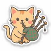 バグパイプ猫の楽しいデザイン シール (正面)