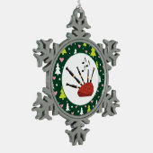 バグパイプ音楽楽器のクリスマス スノーフレークピューターオーナメント (左)